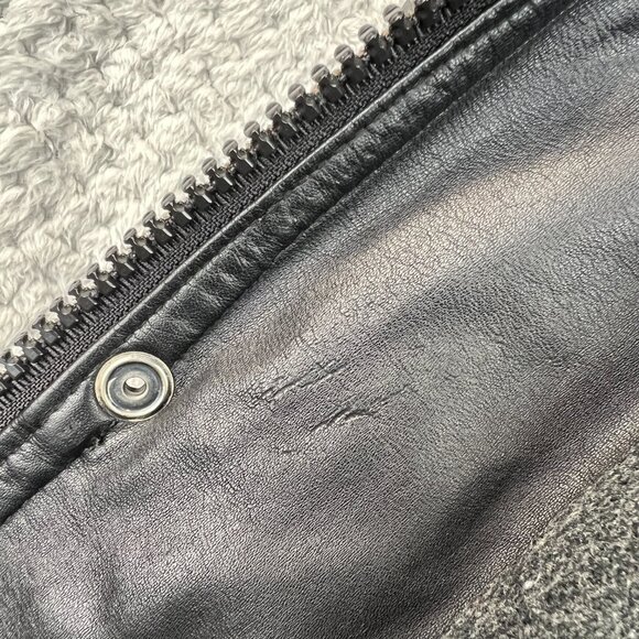 VTG Wilsons Leather Mens Field Jacket 90s Cargo Parka Black Thinsulate Med Biker - Picture 16 of 16